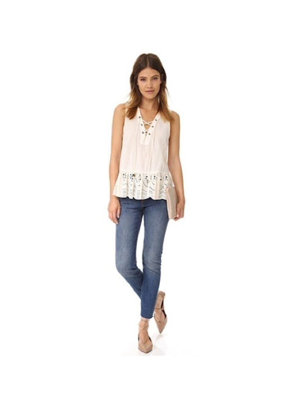 Women’s Maven West Lace Up Peplum Top XS-L 💕!